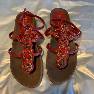 Reaction Kenneth Cole Red Beaded Sandals